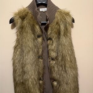 Calvin Klein Brown Faux Fur Vest